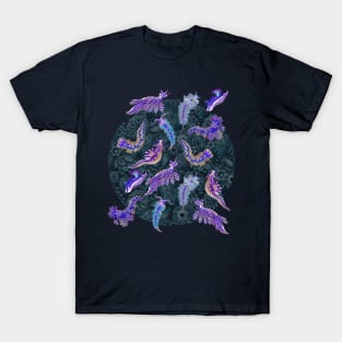 Ernst Haeckel Purple Hued Nudibranch  on Cerulean  Sea Squirts T-Shirt